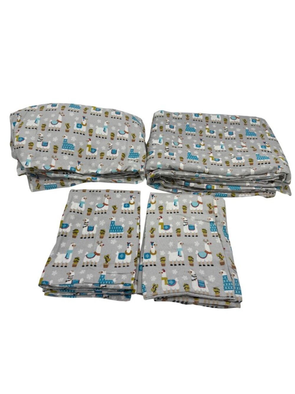 North Pole Trading Co. Llama Cactus Print Queen Flannel Sheet Set